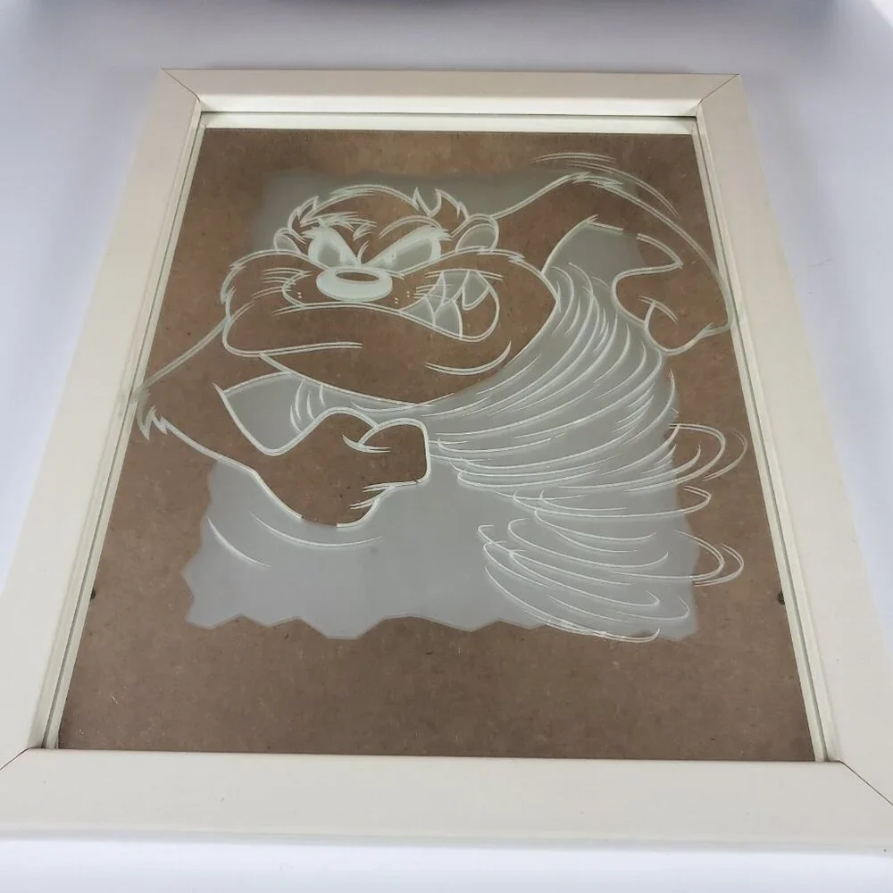 Vintage Looney Tunes Taz The Tasmanian Devil Frosted Mirror